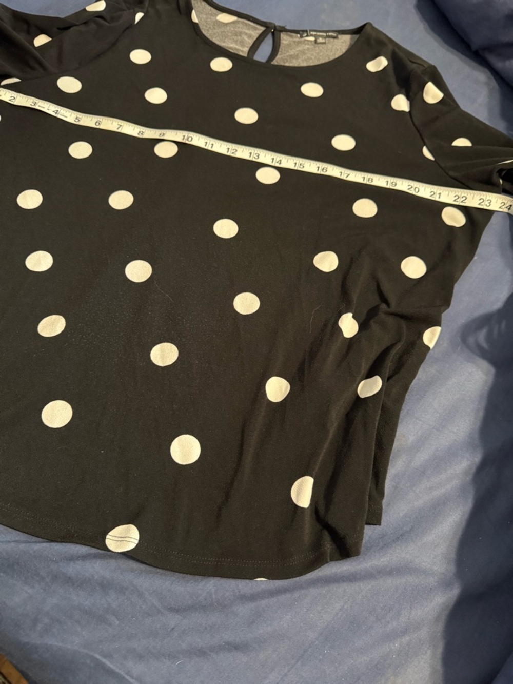 Adrianna Papell Black and White Polka Dot Blouse. Relaxed Boxy Fit. - Picture 6 of 7